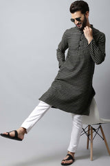 Men's Dark Brown Solid Full Sleeve Kurta Top
