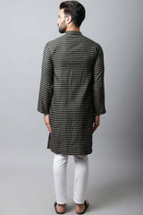 Men's Dark Brown Solid Full Sleeve Kurta Top