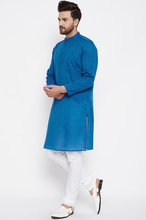 Buy Men's Solid Kurta in Blue