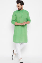 Shop Men's Stripes Green Kurta Online