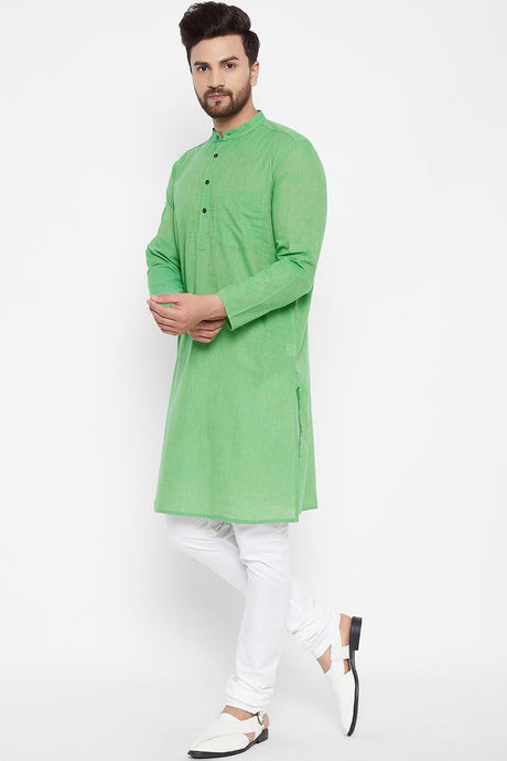 Buy Men's Stripes Kurta in Green