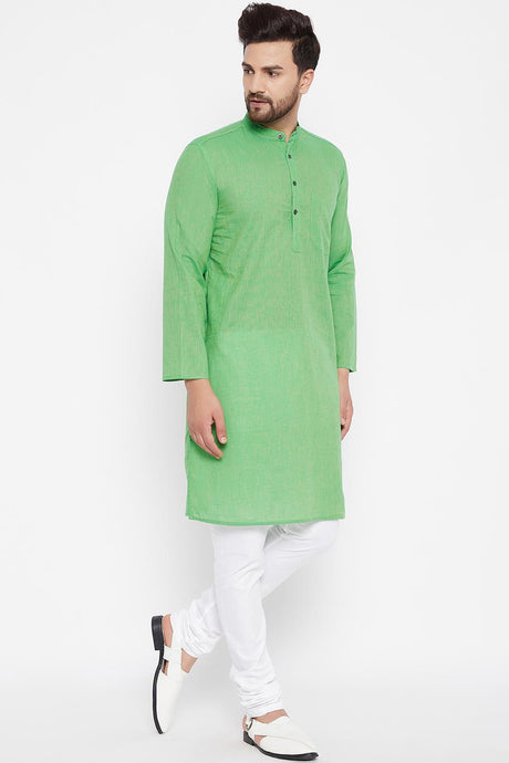 Shop Men's Blended Cotton Kurta in Green