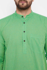 Shop Men's Blended Cotton Stripes Kurta Online
