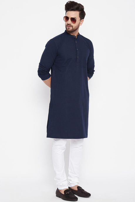 Shop Men's Stripes Blue Kurta Online
