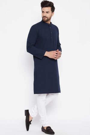 Shop Men's Blended Cotton Kurta in Blue