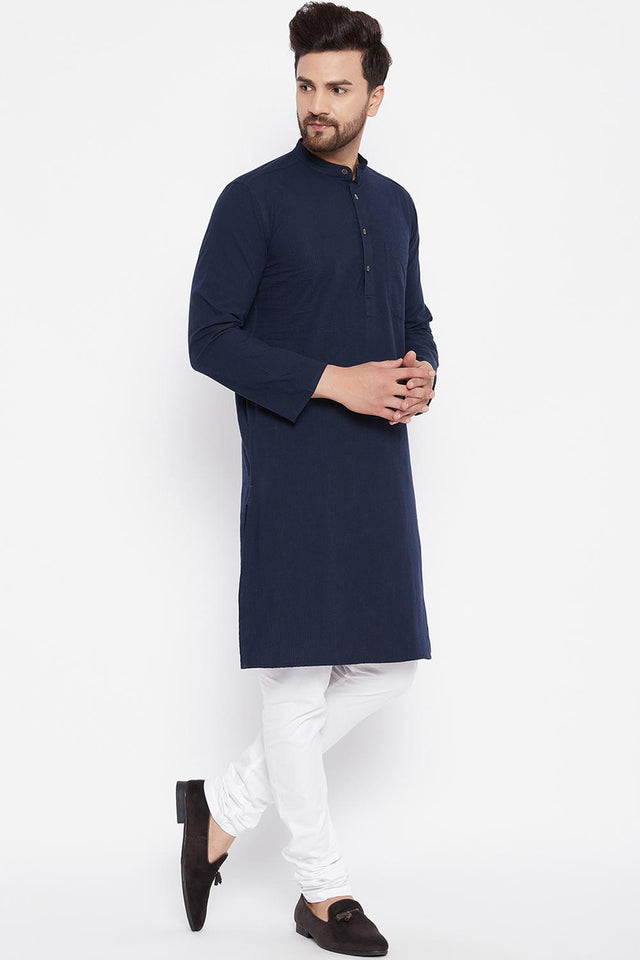 Shop Men's Blended Cotton Kurta in Blue