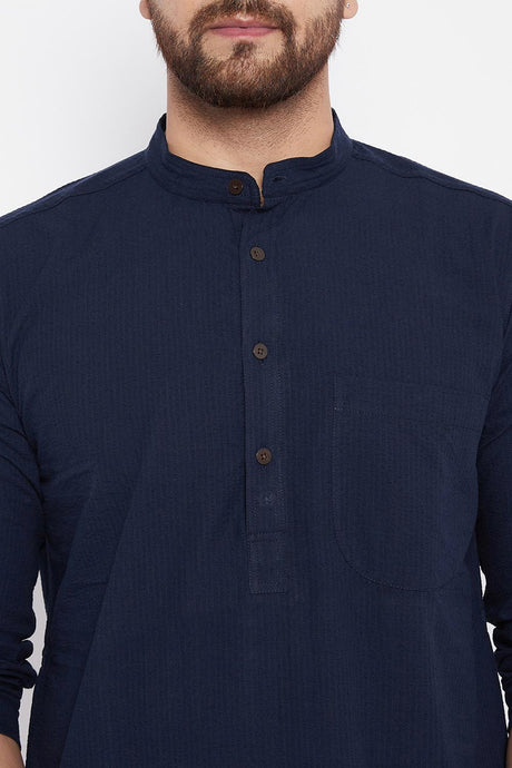 Shop Men's Blended Cotton Stripes Kurta Online