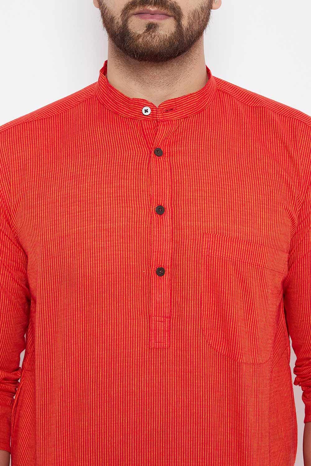 Shop Men's Blended Cotton Stripes Kurta Online