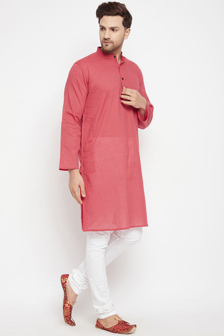 Buy Men's Pure Cotton Stripes Kurta in Brown