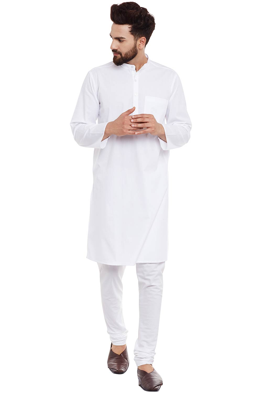 Buy Men's Cotton Solid Kurta in White