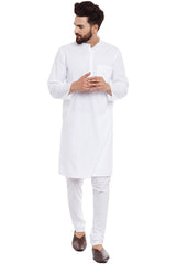 Buy Men's Cotton Solid Kurta in White
