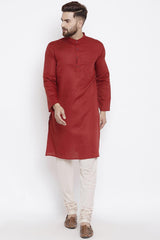 Shop Men's Solid Kurta in Red