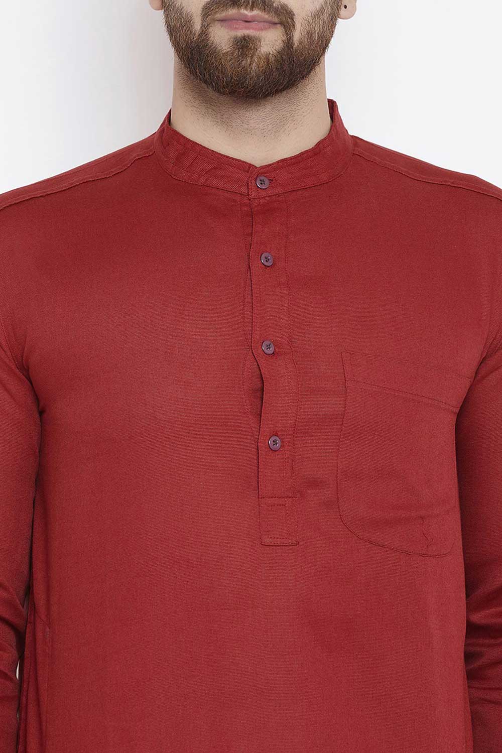 Shop Men's Blended Cotton Solid Kurta Online