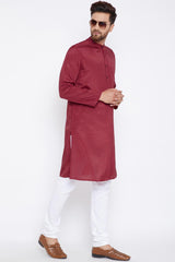 Shop Men's Woven Kurta in Olive Green