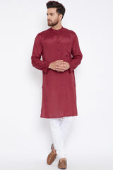 Buy Men's Rayon Woven Kurta in Olive Green