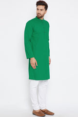 Buy Men's Blended Cotton Kurta in Green