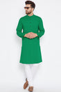 Buy Men's Blended Cotton Solid Kurta in Green