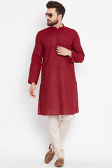 Shop Men's Solid Kurta in Maroon