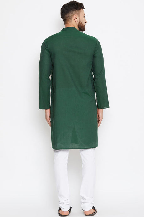 Buy Men's Cotton Solid Kurta in Green