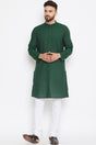 Buy Men's Cotton Solid Kurta in Green