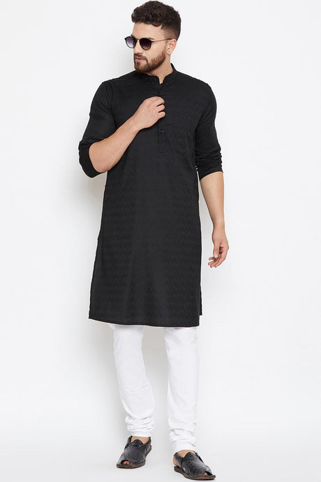 Shop Men's Woven Kurta in Black