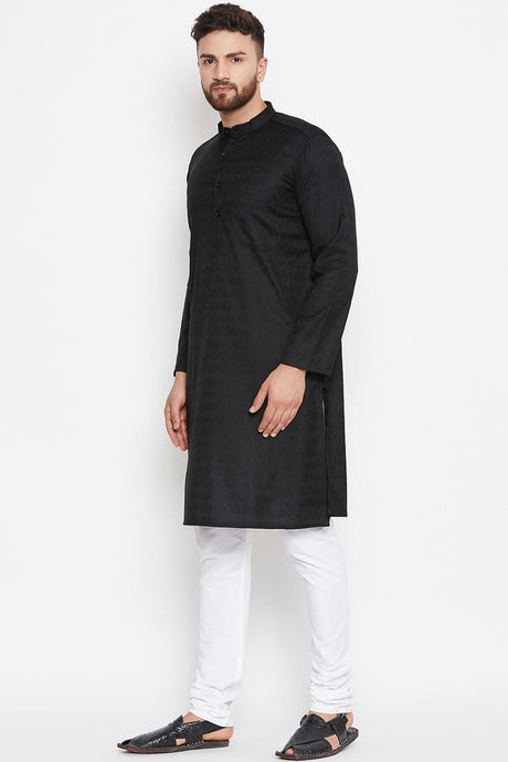 Buy Men's Cotton Kurta in Black