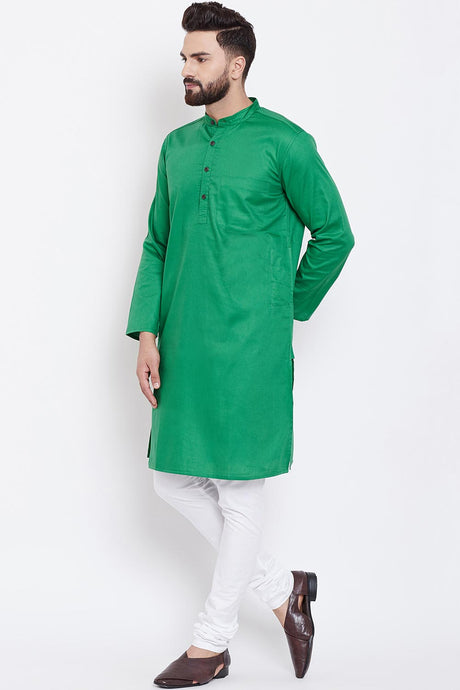 Buy Men's Blended Cotton Kurta in Green