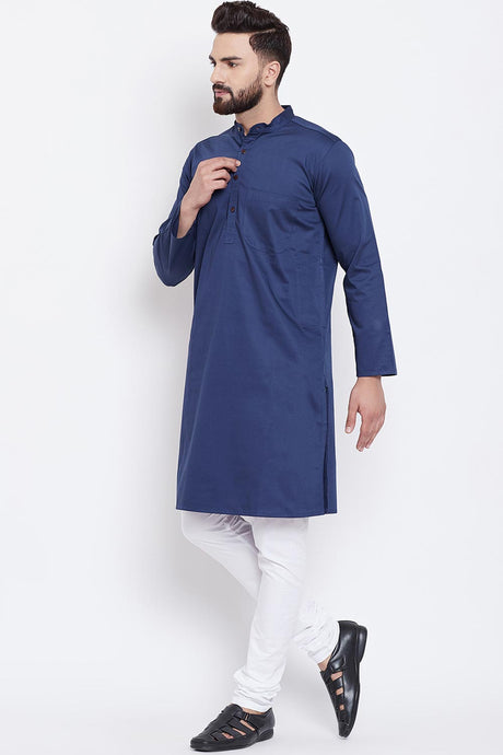 Buy Men's Cotton Kurta in Blue