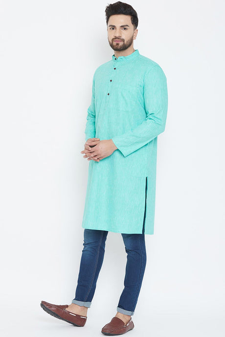 Buy Men's Cotton Kurta in Sky Blue