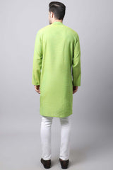 Men's Light Green Solid Full Sleeve Long Kurta Top