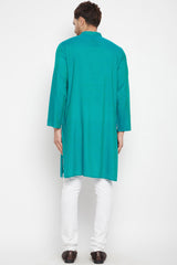 Buy Men's Viscose Solid Kurta in Green