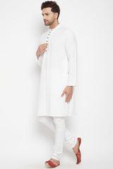 Buy Men's Viscose Solid Kurta in White