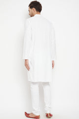 Buy Men's Viscose Solid Kurta in White