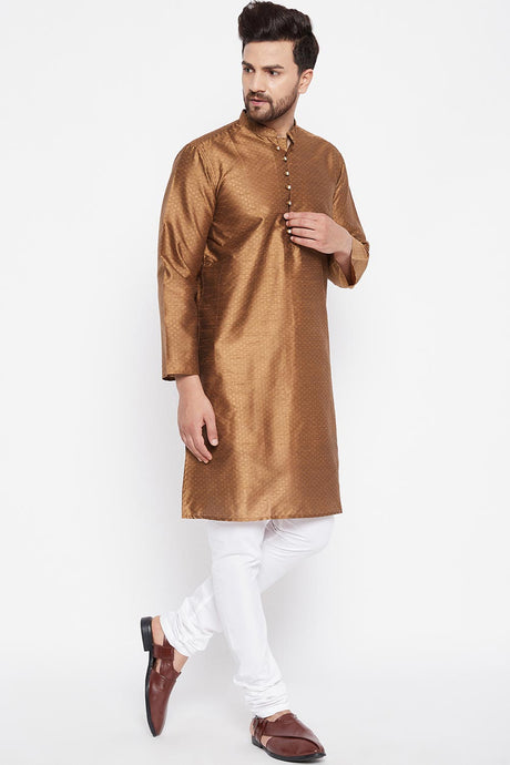Shop Men's Dupion Art Silk Kurta in Brown
