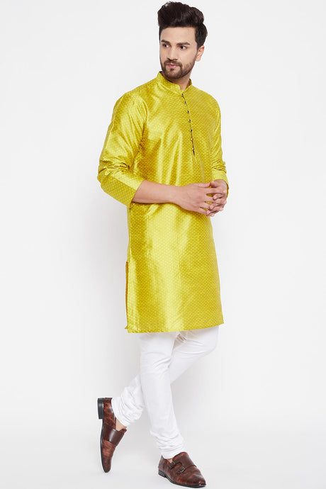 Shop Men's Dupion Art Silk Kurta in Yellow