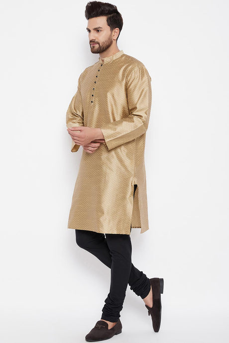 Buy Men's Solid Kurta in Gold