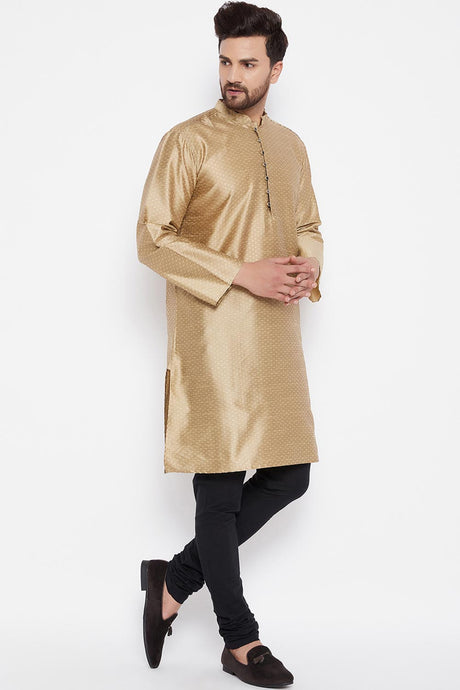 Shop Men's Dupion Art Silk Kurta in Gold