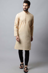 Men's Light Beige Solid Full Sleeve Long Kurta Top (LPP-CHK1200-BGC)