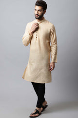 Men's Light Beige Solid Full Sleeve Long Kurta Top (LPP-CHK1200-BGC)