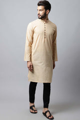 Men's Light Beige Solid Full Sleeve Long Kurta Top (LPP-CHK1200-BGC)