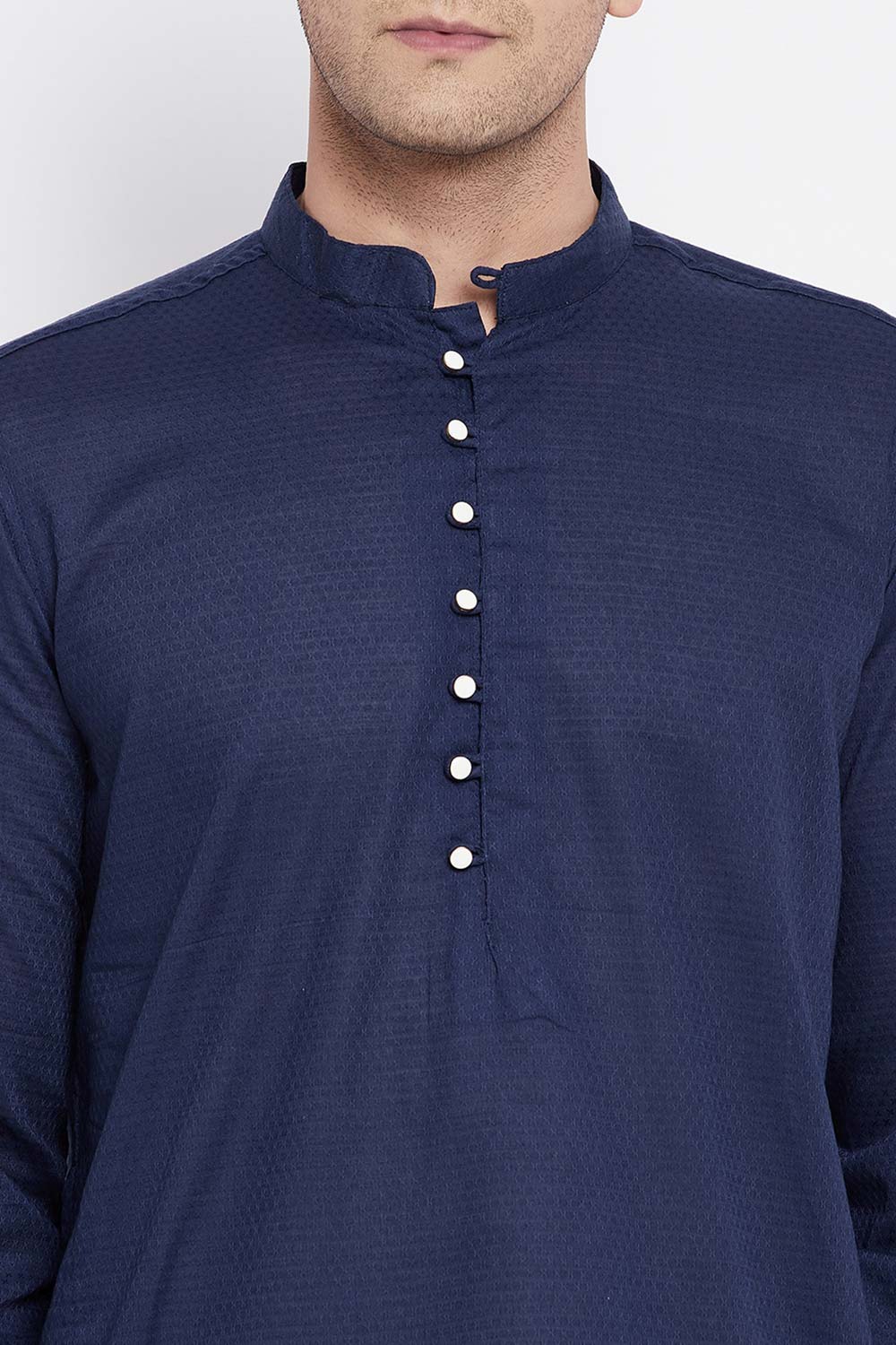 Buy Men's Rayon Solid Long Kurta in Navy Blue - Zoom Out