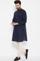 Buy Men's Solid Kurta in Blue