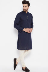 Shop Men's Blended Cotton Kurta in Blue