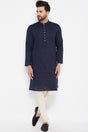 Buy Men's Blended Cotton Solid Kurta in Blue