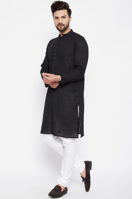 Buy Men's Solid Kurta in Black