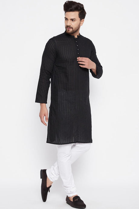 Shop Men's Blended Cotton Kurta in Black