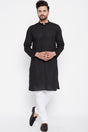 Buy Men's Blended Cotton Solid Kurta in Black