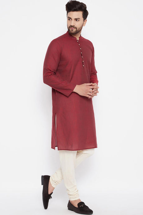 Shop Men's Dupion Art Silk Kurta in Maroon