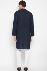 Buy Men's Pure Cotton Solid Kurta in Blue