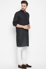 Buy Men's Pure Cotton Solid Kurta in Black